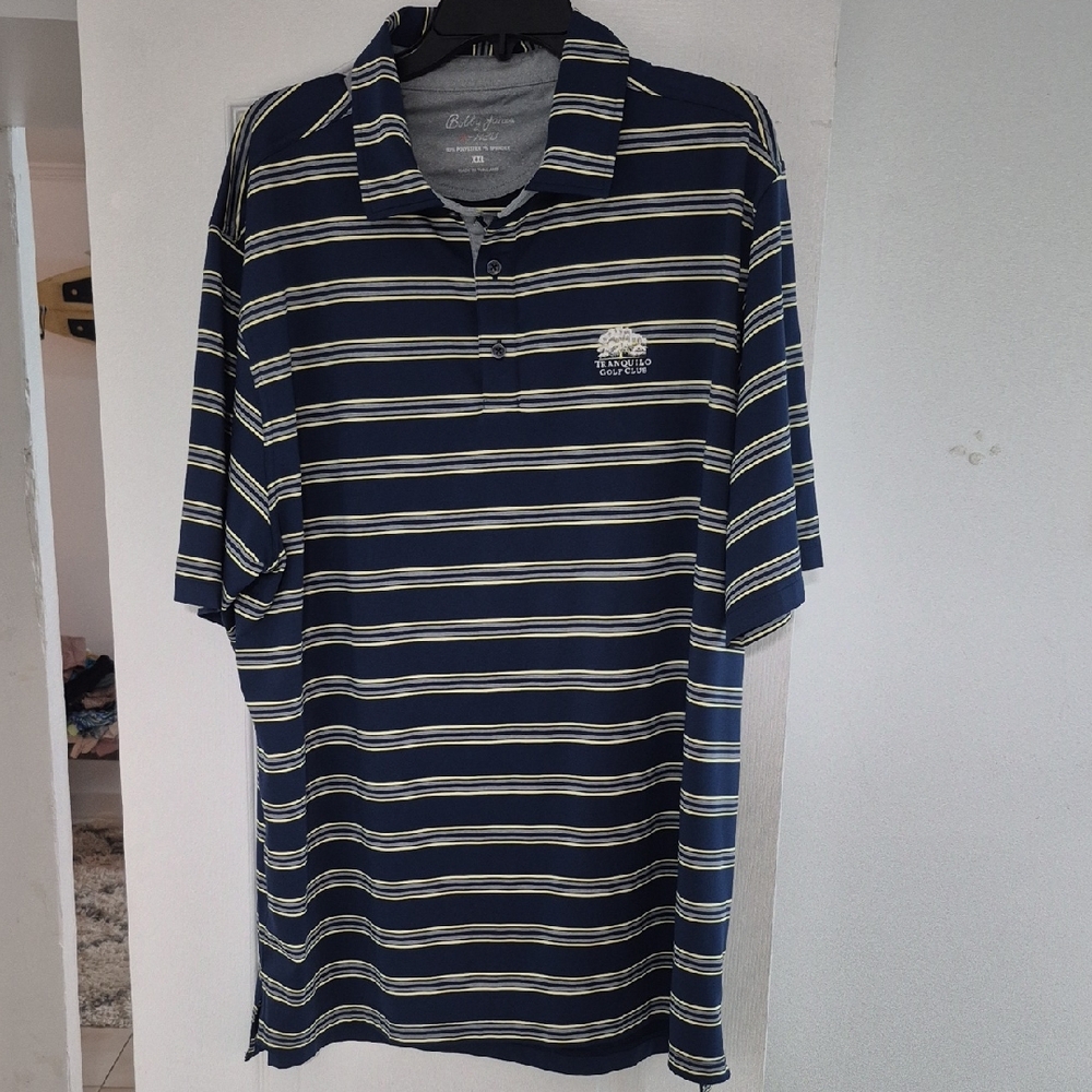 BOBBY JONES X-H2O Navy Blue Striped Men's Polo Shirt SZ. XXL